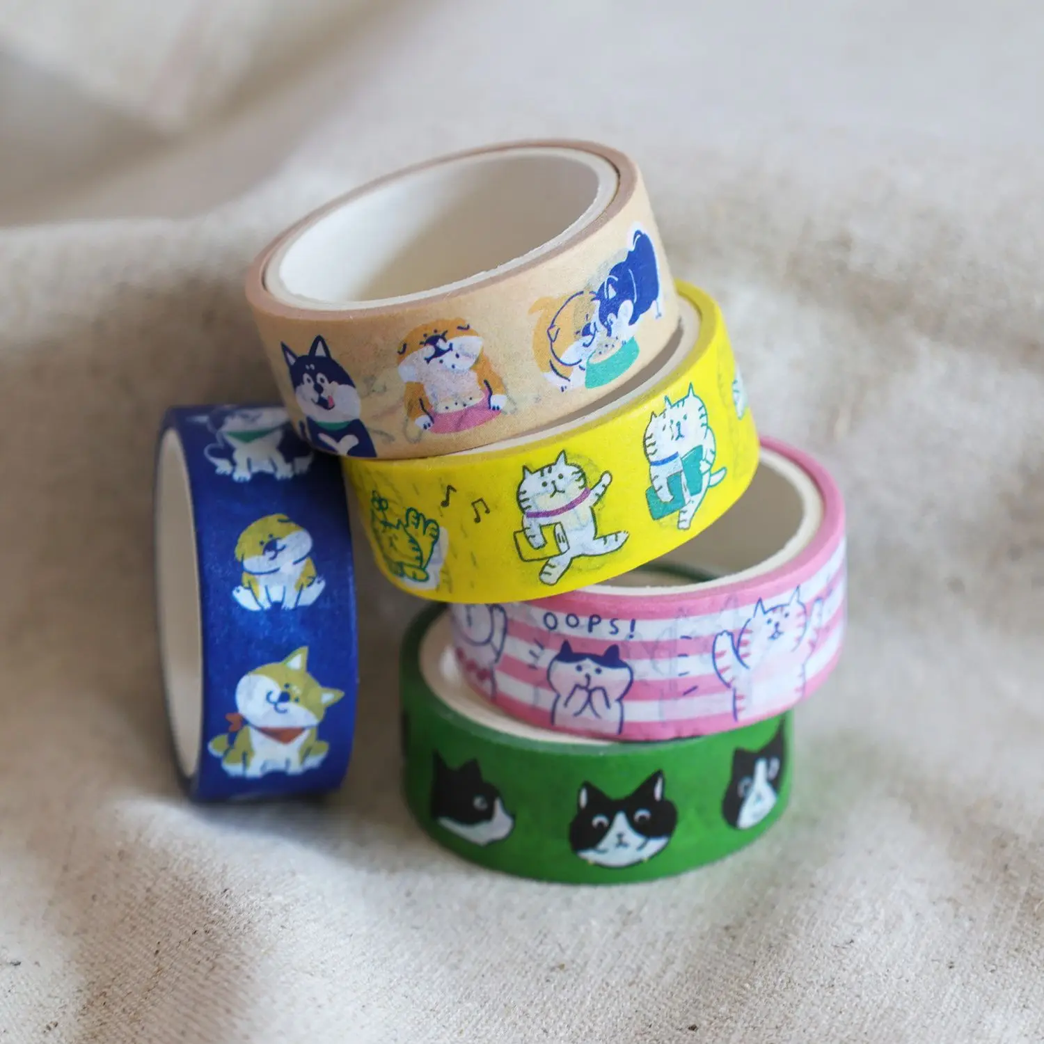 Naklejki washi z kotkiem - taśma dekoracyjna DIY Kawa