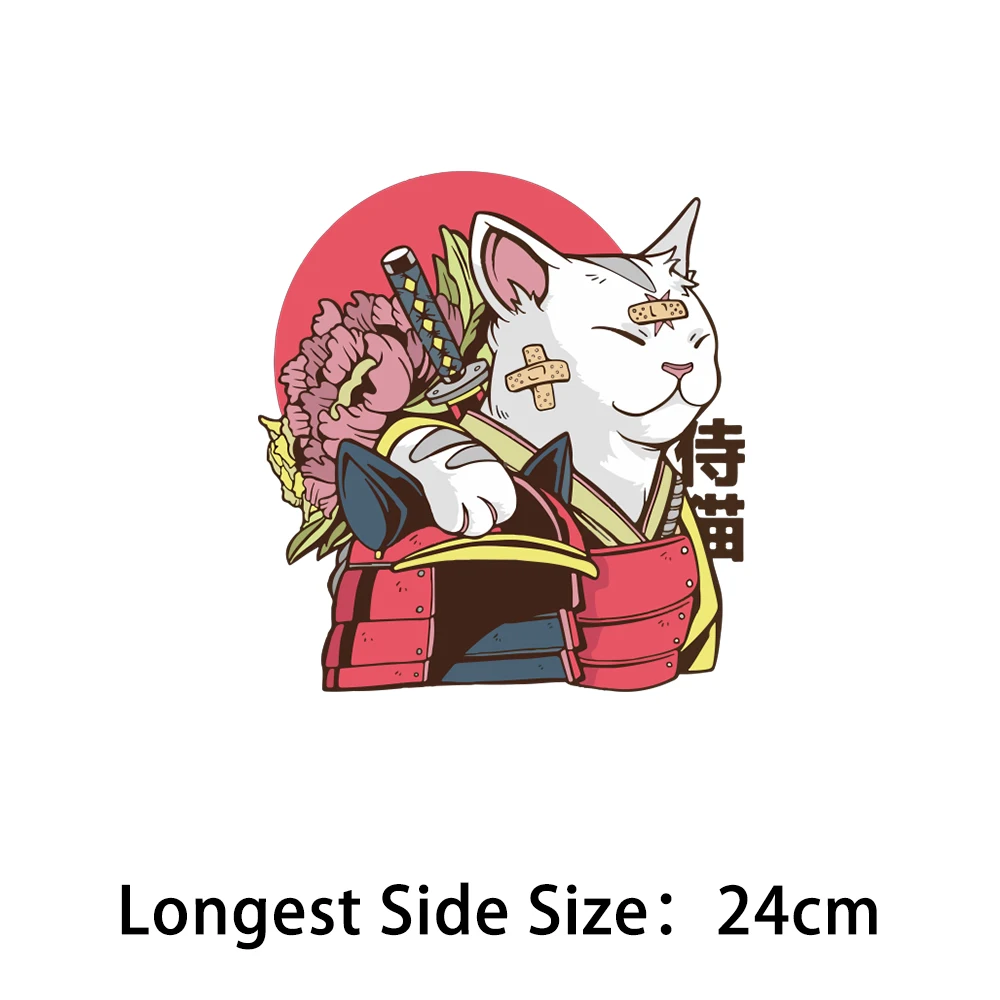 Naprasowanki z japońskim motywem Ukiyo-e kot na tkaninę Szary