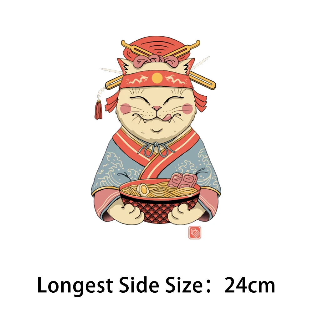 Naprasowanki z japońskim motywem Ukiyo-e kot na tkaninę Zielony