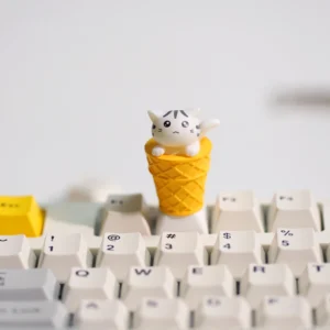 Nasadki na klawisze z kotem, profil Cherry MX, PBT Szary