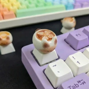 Nasadki na klawisze z motywem tajskiego kota, PBT, kawaii Bursztynowy