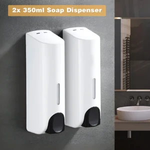 Naścienny dozownik mydła w płynie 350 ml, zestaw 2 szt. Czarny