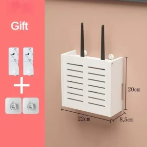 Naścienny schowek na router WiFi z organizerem kabli — dekoracyjna półka do salonu Czerwony