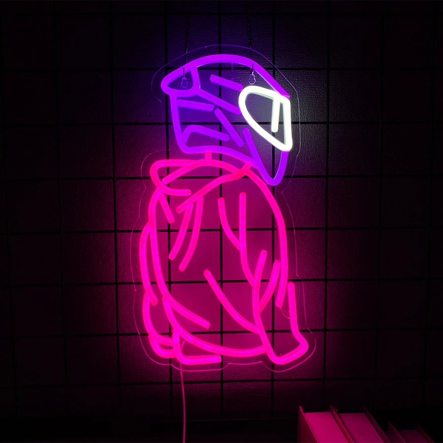 Neon LED samochód wyścigowy dekoracja ścienna pokój Czerwona róża