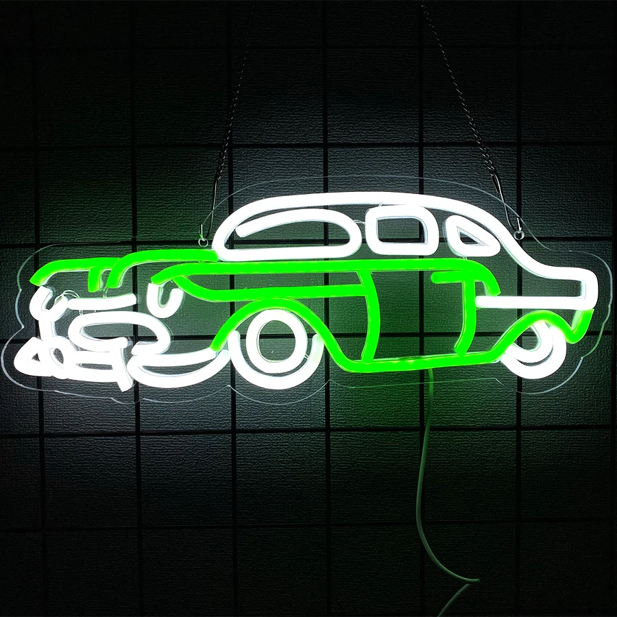 Neon LED samochód wyścigowy dekoracja ścienna pokój Woda zielona