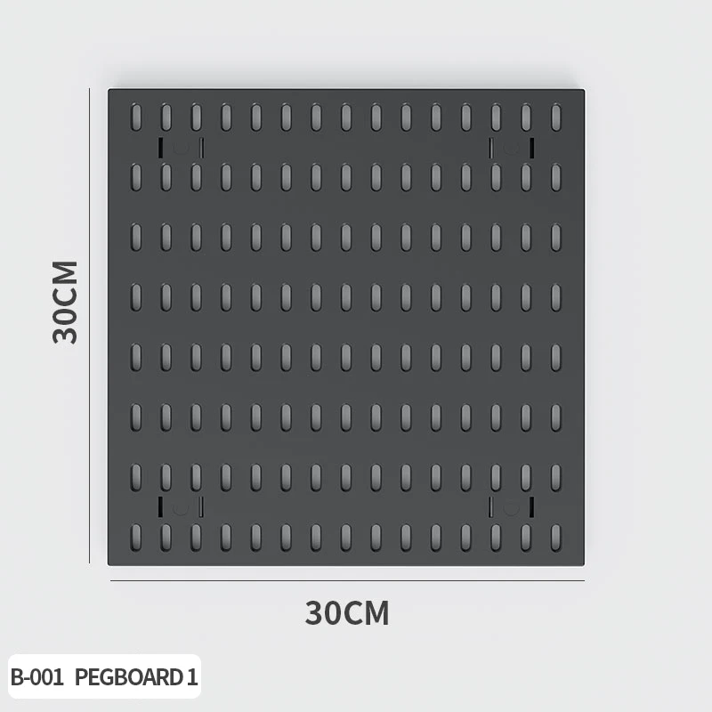 Nordycka półka ścienna panel perforowany z hakami — organizer biurowy i domowy w stylu Pegboard Czarny