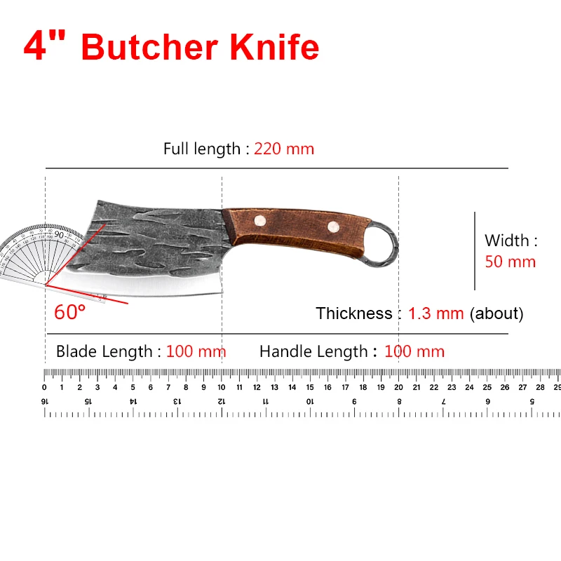 Nóż tasak kuchenny ze stali nierdzewnej z drewnianą rękojeścią Knife wood handle