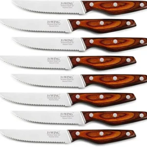 Zestaw noży do steków ze stali z drewnianą rękojeścią Knife set