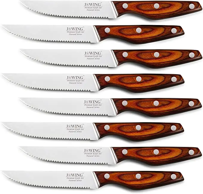 Zestaw noży do steków ze stali z drewnianą rękojeścią Knife set