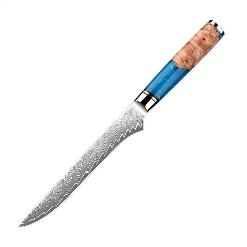 Zestaw noży kuchennych ze stali damasceńskiej z rękojeścią z żywicy Boning knife