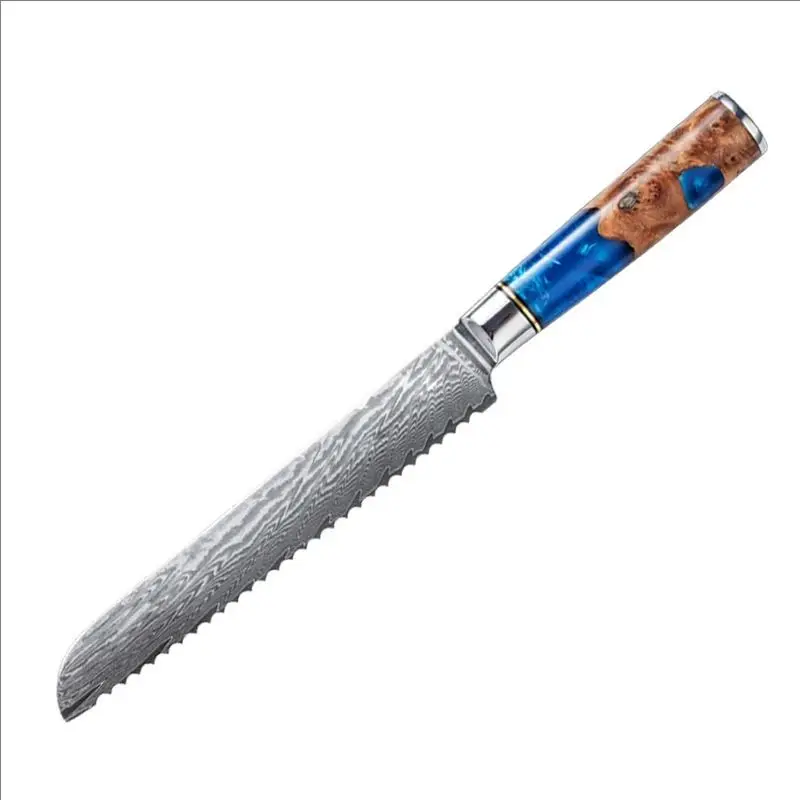 Zestaw noży kuchennych ze stali damasceńskiej z rękojeścią z żywicy Bread knife
