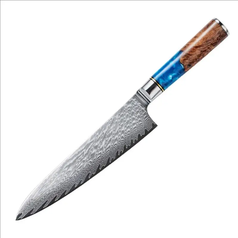 Zestaw noży kuchennych ze stali damasceńskiej z rękojeścią z żywicy Chef knife