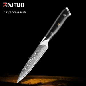 Noże kuchenne ze stali damasceńskiej XITUO - zestaw noży szefa kuchni 5 inch steak knife
