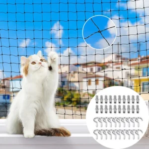 Nylonowa siatka ochronna na balkon dla kota Beżowy