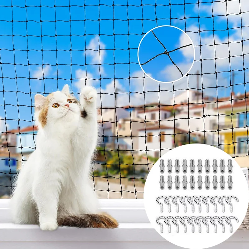 Nylonowa siatka ochronna na balkon dla kota Pomarańczowy