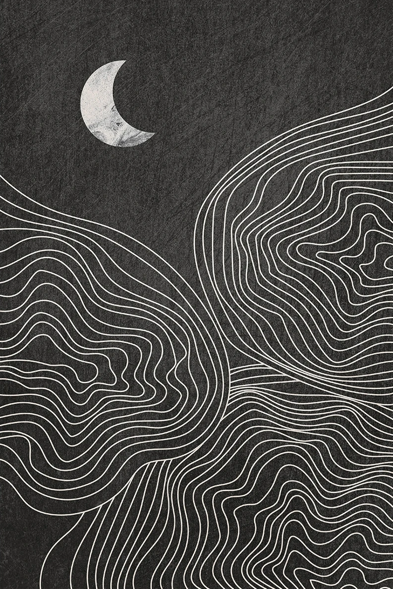 Obraz na płótnie boho słońce i księżyc – minimalistyczna grafika line art By 1