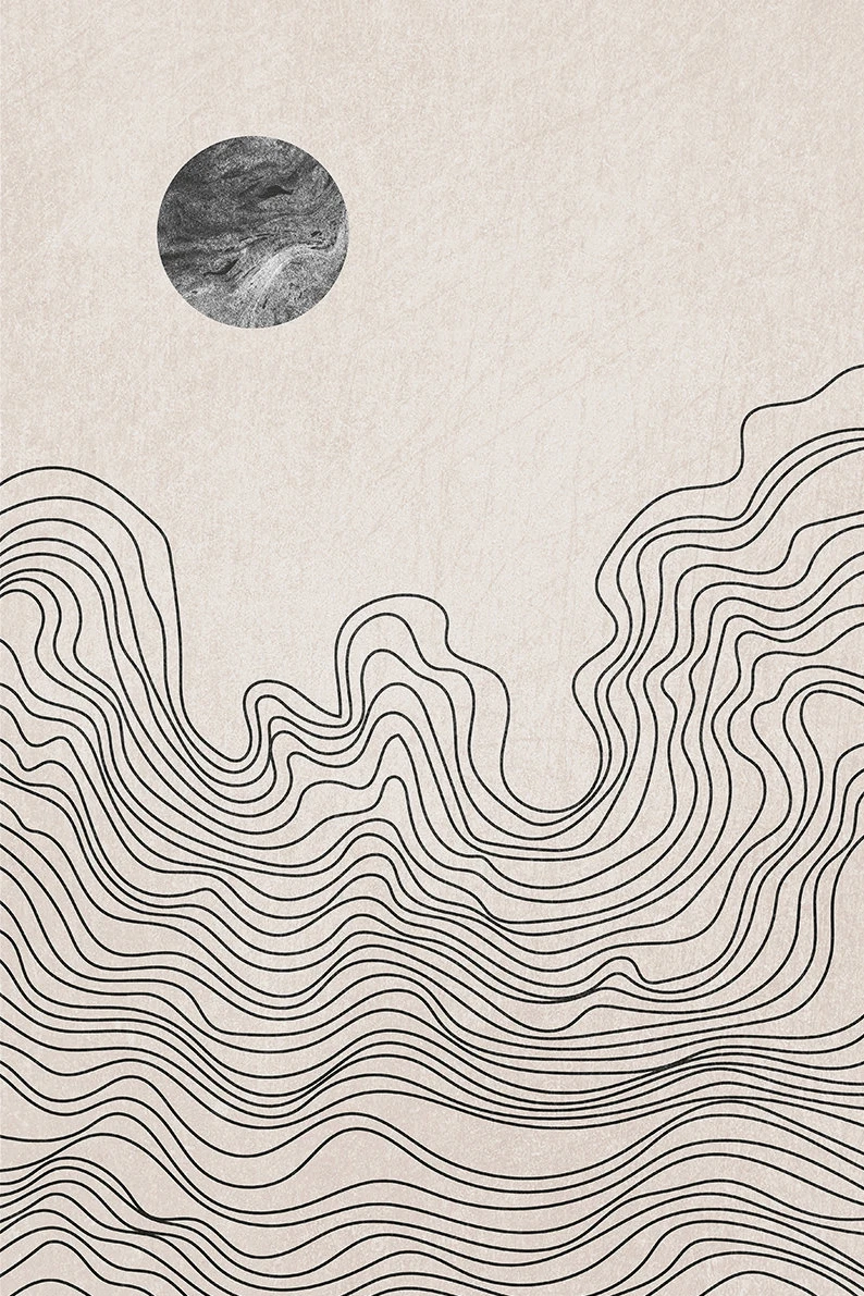 Obraz na płótnie boho słońce i księżyc – minimalistyczna grafika line art By 2
