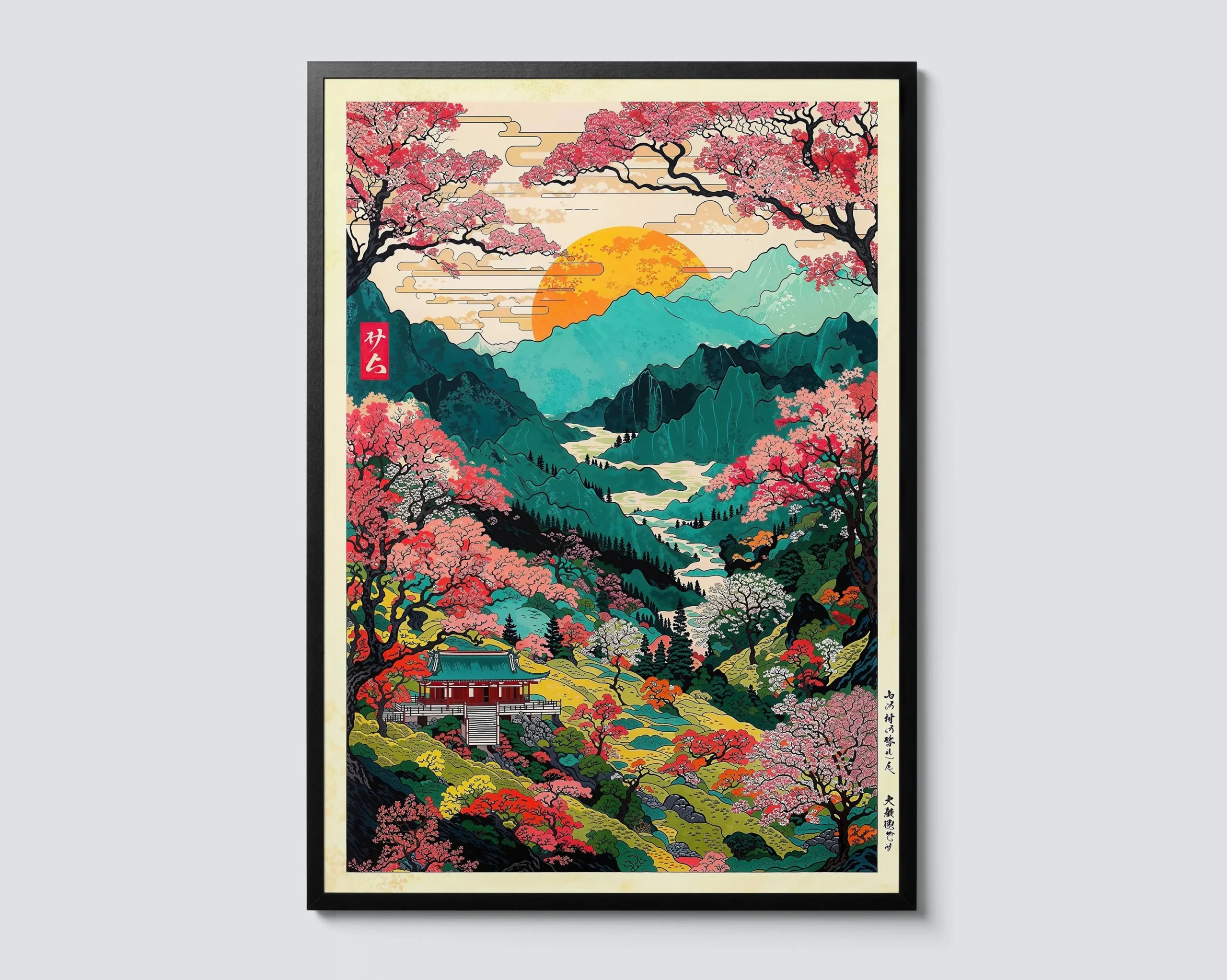 Obraz na płótnie Wielka Fala Hokusai - Góra Fudżi Fioletowy/фиолетовый