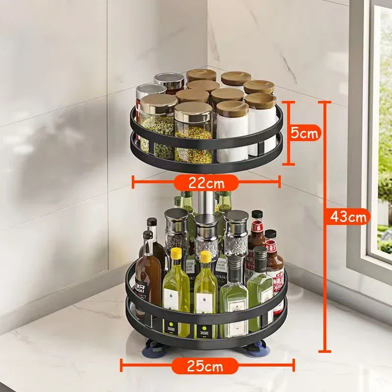 Obrotowy organizer na przyprawy 360 stopni do kuchni 2 layer