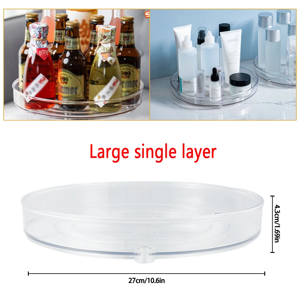Obrotowy organizer na przyprawy i kosmetyki, taca do lodówki L single layer