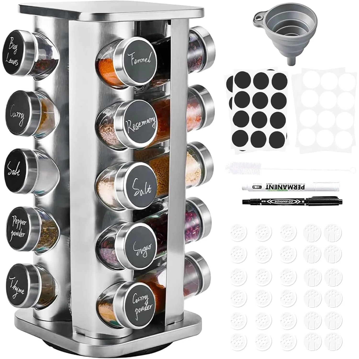 Obrotowy stojak na przyprawy z 20 szklanymi słoiczkami 1 rack with 20 jars