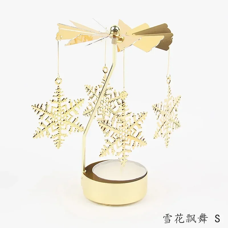 Obrotowy świecznik metalowy Płatek śniegu i Anioł S