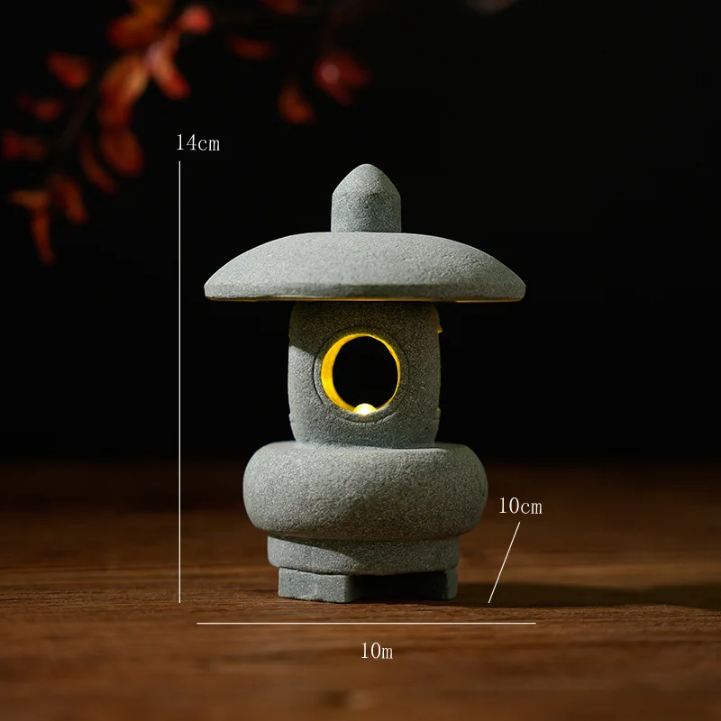 Ogrodowa figurka pagody z latarnią - dekoracja zen do ogrodu i akwarium Ciemnoszary