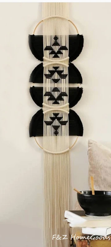 Okrągła makrama mandala na ścianę drewniana ramka – dekoracja boho Jasnoszary