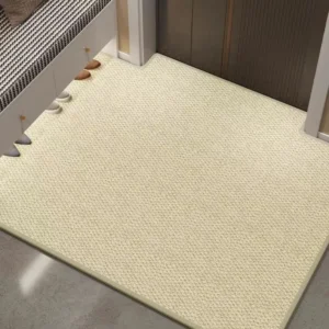 Okrągły dywan imitacja sizalu z motywem ananasa i fleece żółty