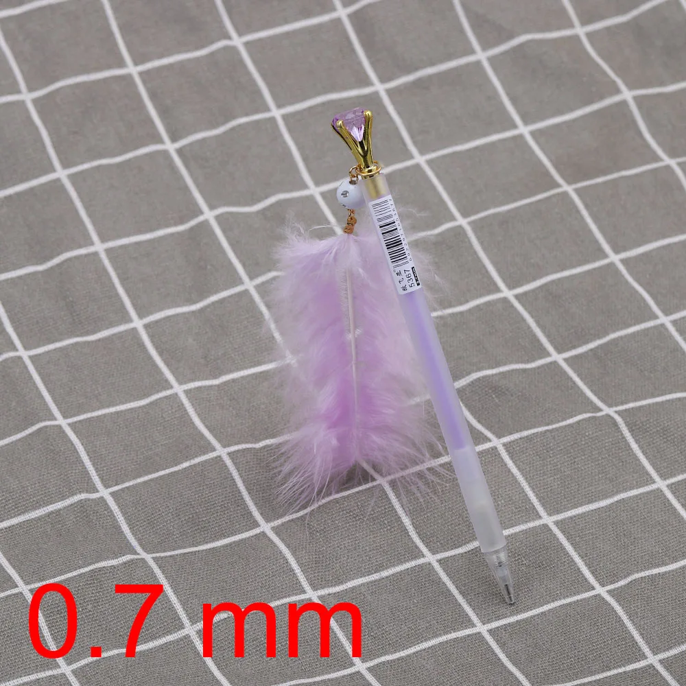 Ołówek automatyczny z piórkiem i kryształkiem – ozdobny przybornik Fioletowy