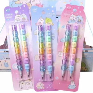 Ołówki mechaniczne Kawaii bez ostrzenia 2 sztuki do szkoły i biura Biały