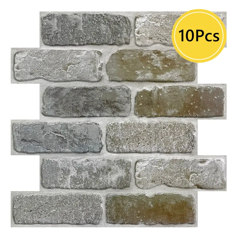 Panele ścienne 3D imitujące cegłę - 10 szt. 30x30 cm Brązowy