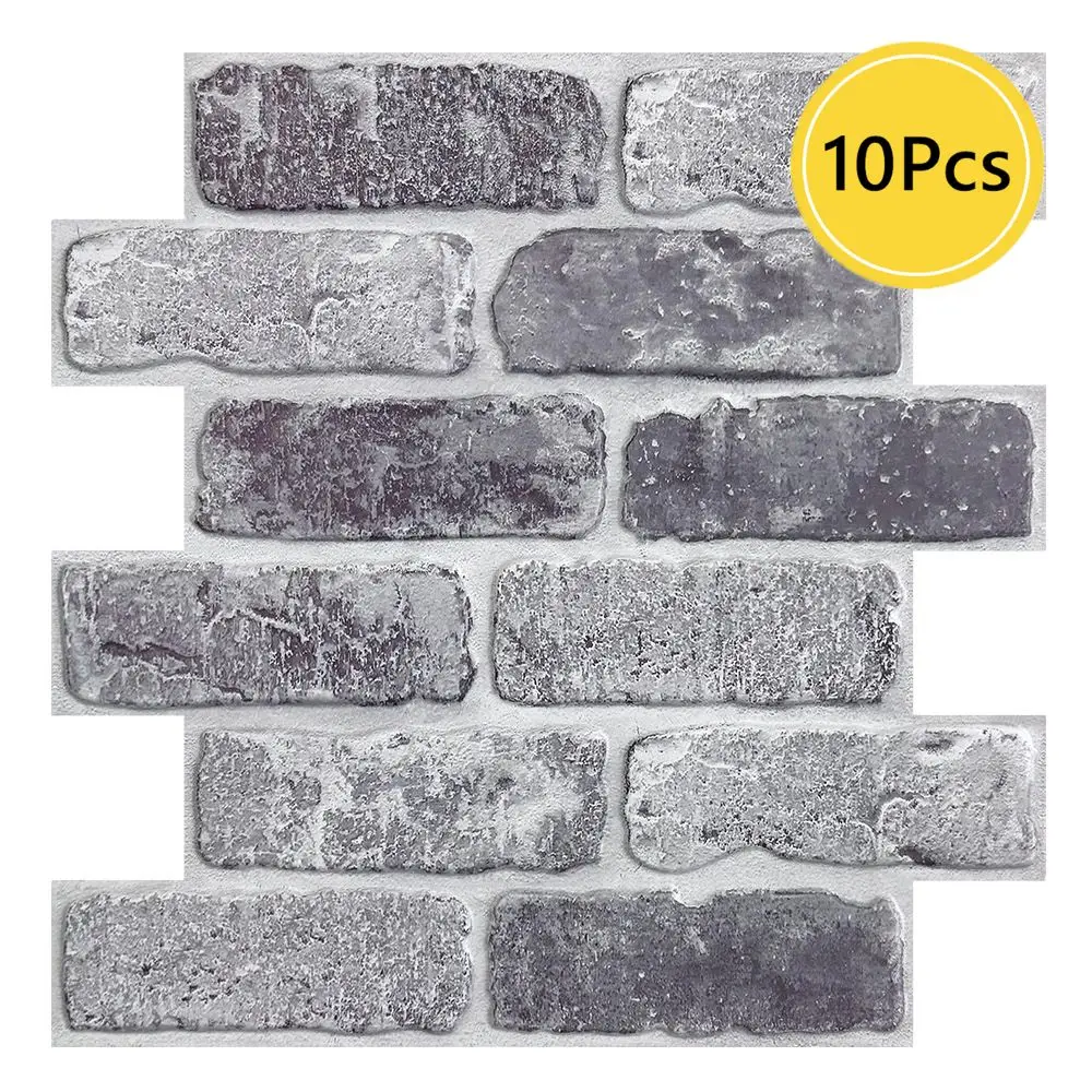 Panele ścienne 3D imitujące cegłę - 10 szt. 30x30 cm Szary