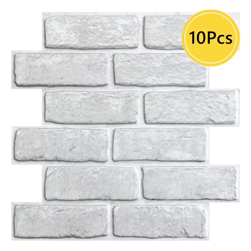 Panele ścienne 3D imitujące cegłę - 10 szt. 30x30 cm Biały