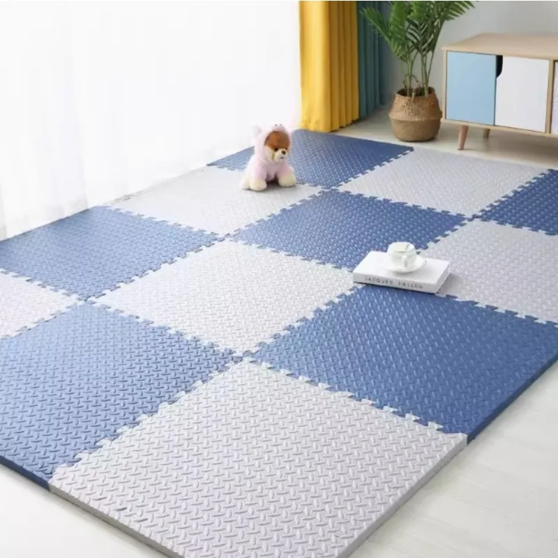 Piankowa mata fitness EVA puzzle — antypoślizgowa mata podłogowa 30x30 cm Srebrny