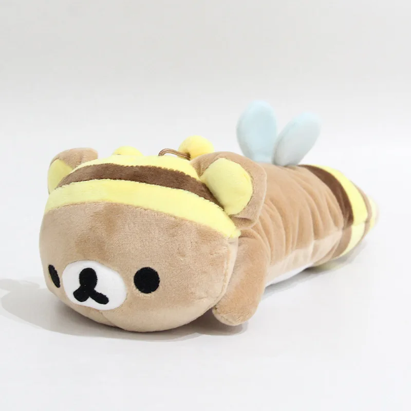 Piórnik z misiem i kotem Kawaii - etui na długopisy żółty