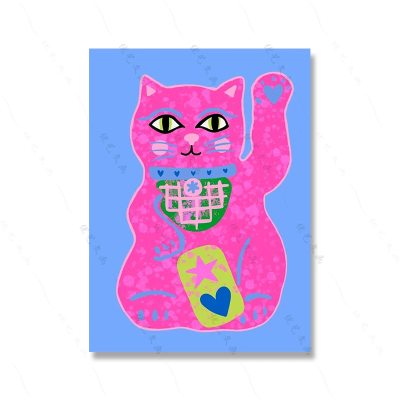 Plakat artystyczny z tygrysem i motywem Tarot - abstrakcyjna grafika do salonu Jasnoszary