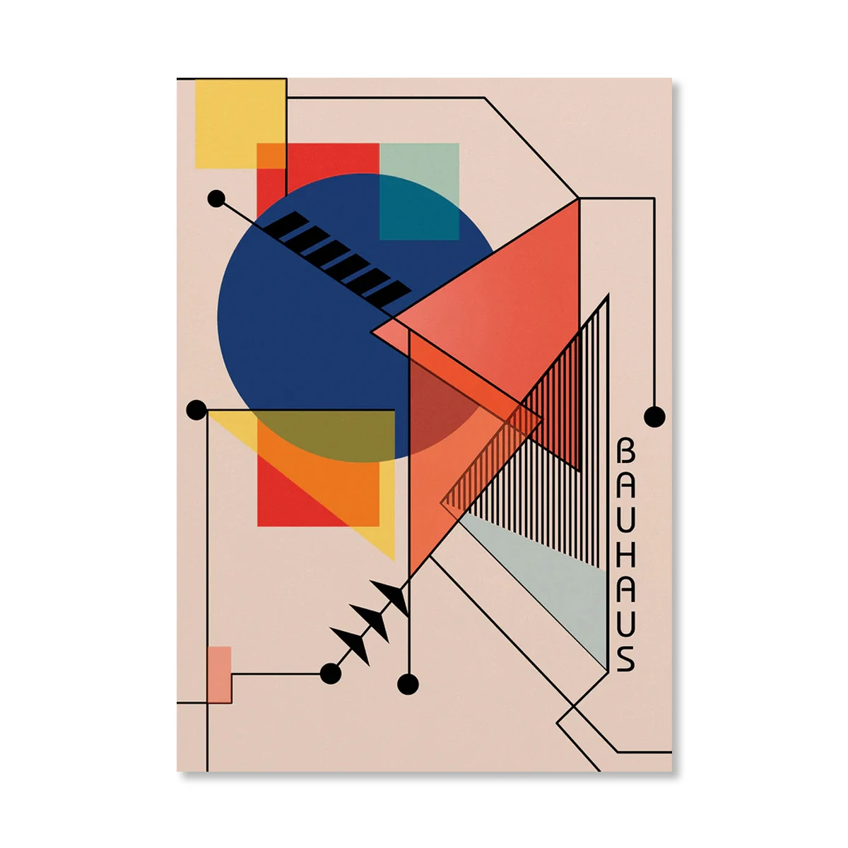Plakat Bauhaus abstrakcyjny wschód słońca Czerwony