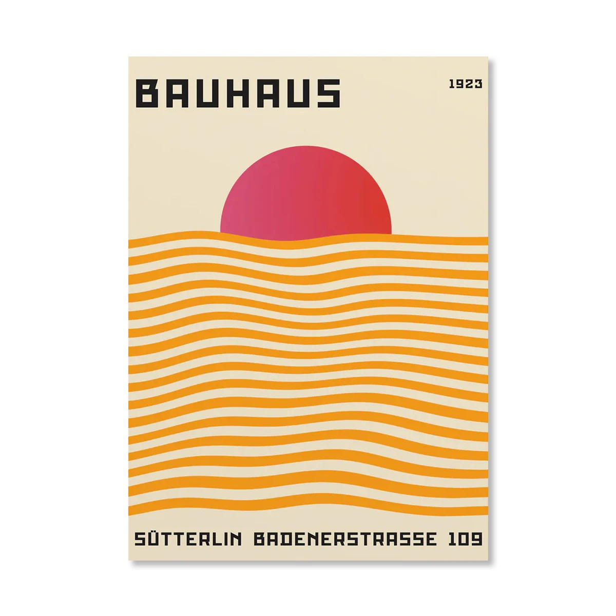 Plakat Bauhaus abstrakcyjny wschód słońca Granatowy
