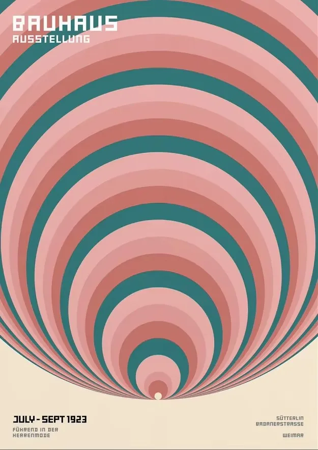 Plakat Bauhaus abstrakcyjny wschód słońca Jasny