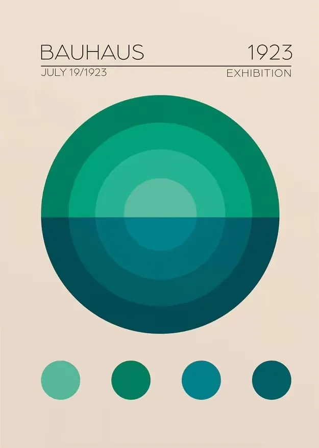 Plakat Bauhaus abstrakcyjny wschód słońca Khaki