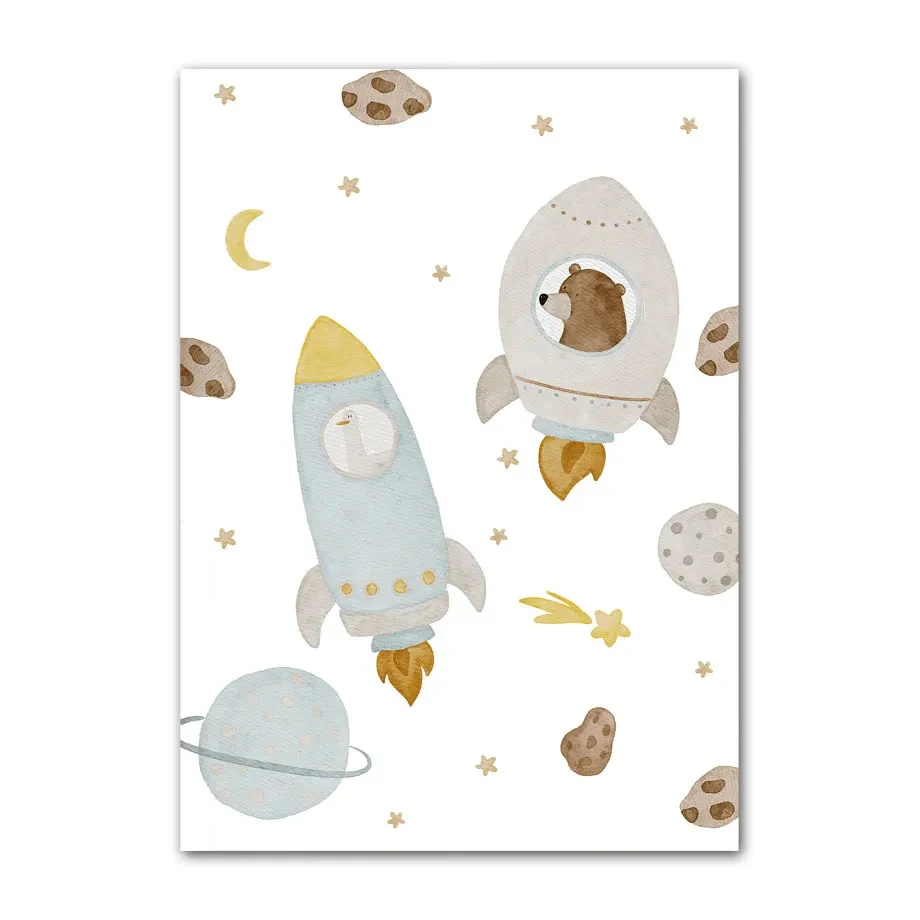 Plakat boho z misiami pandą i balonami – canvas do pokoju dziecięcego Wielo