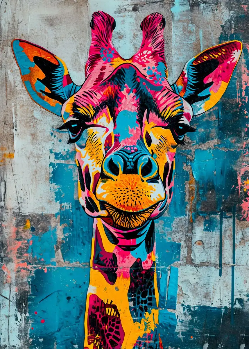 Plakat canvas kolorowe zwierzęta graffiti — lew tygrys wilk Burgundia