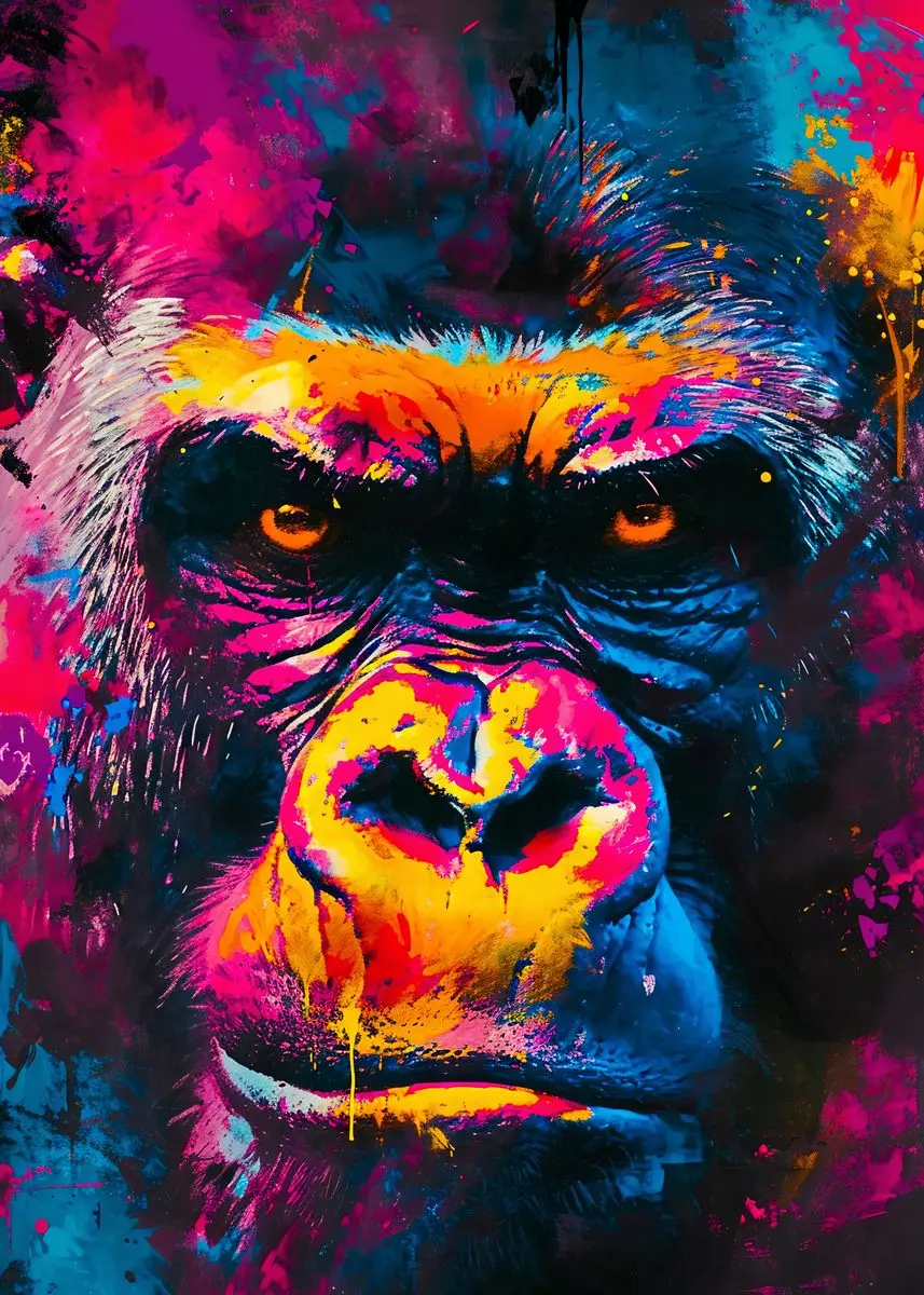 Plakat canvas kolorowe zwierzęta graffiti — lew tygrys wilk Czarny