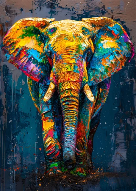 Plakat canvas z kotem i lwem w stylu graffiti — kolorowy art print Burgundia
