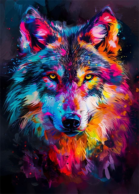 Plakat canvas z kotem i lwem w stylu graffiti — kolorowy art print Czerwony
