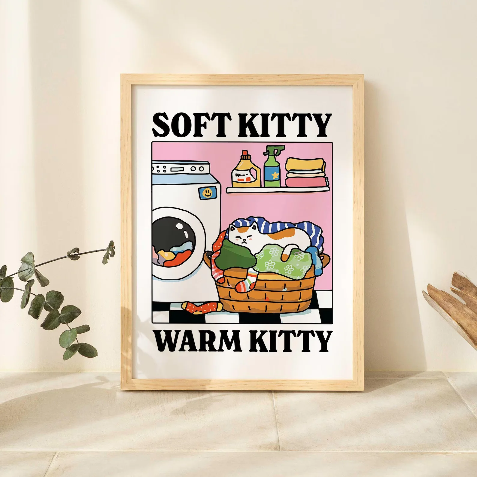 Plakat z czarnym kotem i kawą do kuchni lub kawiarni Zielony
