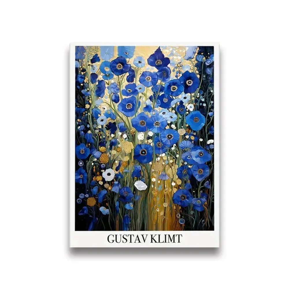 Plakat Gustav Klimt z kotem i lisem na płótnie do salonu Burgundia