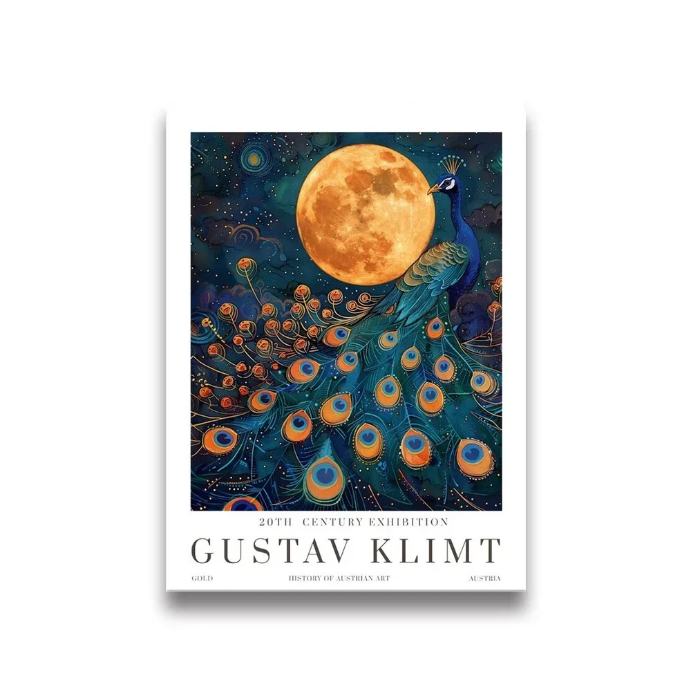 Plakat Gustav Klimt z kotem i lisem na płótnie do salonu Czarny