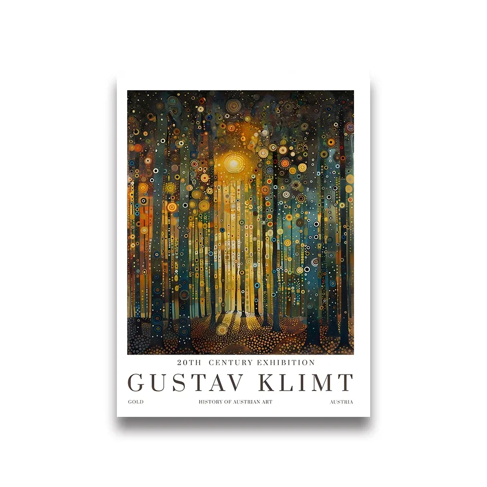 Plakat Gustav Klimt z kotem i lisem na płótnie do salonu Czerwony